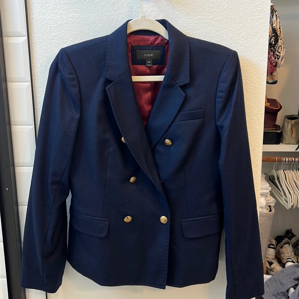 Navy double breasted J Crew Blazer